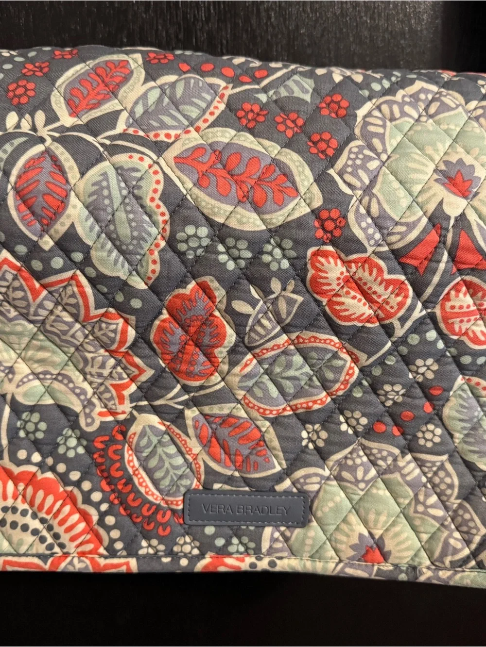 Vera Bradley Navy Quilted Crossbody with Coral Floral Motif
